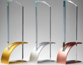 Glaspokale mit Gravur, Glastrophäen, Glasawards, 3D Foto Glasgravur, Pokale:  Glaspokal Cannes