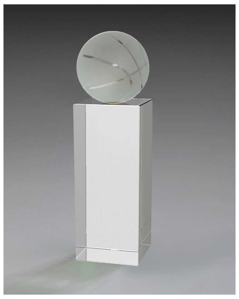 Glaspokale mit Gravur, Glastroph&auml;en, Glasawards, 3D Foto Glasgravur, Pokale:  Glasquader-Basketball