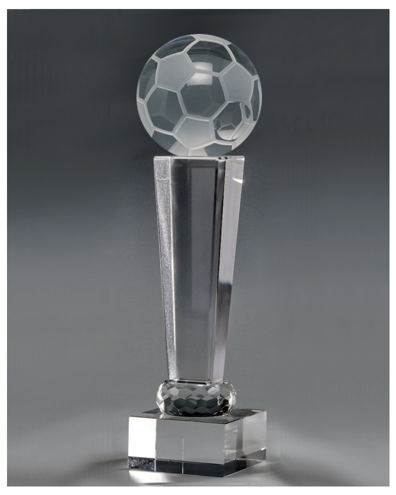 Glaspokale mit Gravur, Glastroph&auml;en, Glasawards, 3D Foto Glasgravur, Pokale:  Glaspokal Jet-Fu�ball