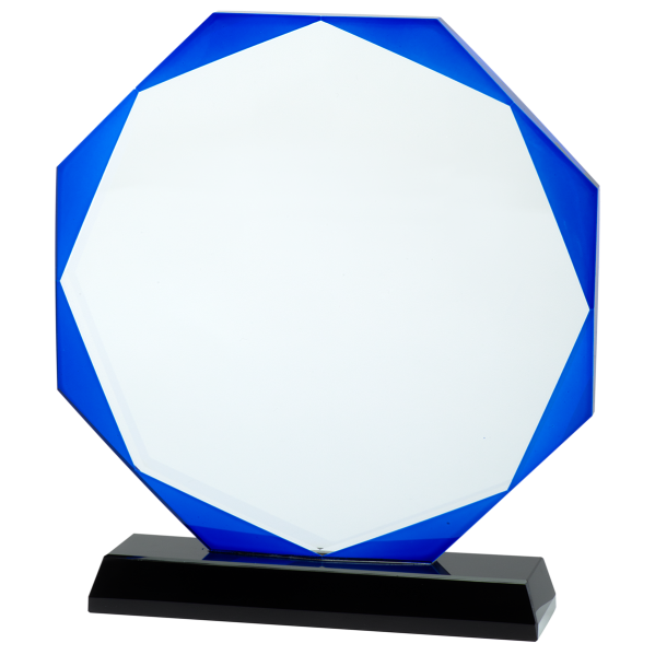 Glaspokale mit Gravur, Glastrophäen, Glasawards, 3D Foto Glasgravur, Pokale:  Glaspokal Saphir